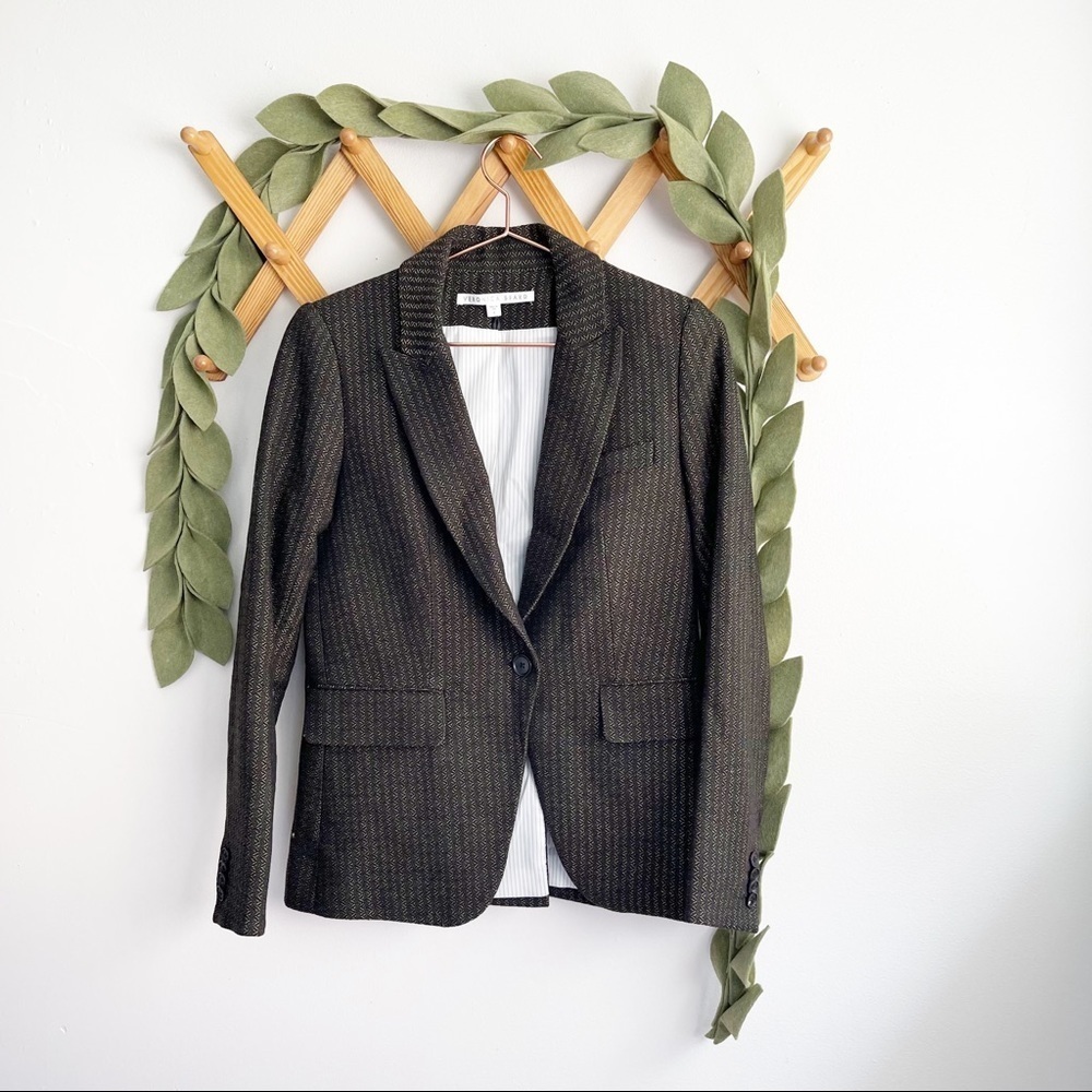 Veronica Beard Gold Stripe Cutaway Blazer